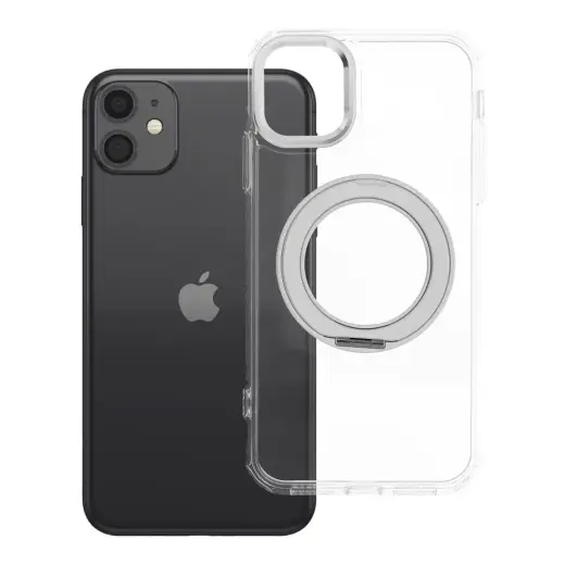 Frame Circle Stand maciņš ar statīvu un MagSafe atbalstu telefonam iPhone 11 caurspīdīgs