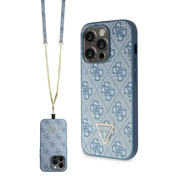 Guess GUHCP15LP4TDSCPB iPhone 15 Pro 6.1" niebieski|blue hardcase Crossbody 4G Metal Logo