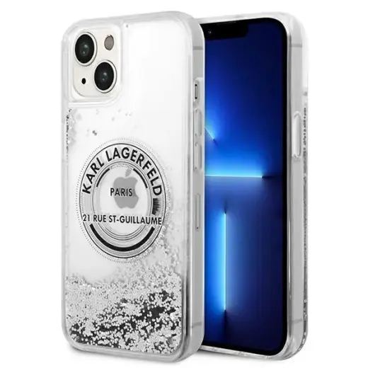 Karl Lagerfeld KLHCP14SLCRSGRS iPhone 14 6,1" srebrny|silver hardcase Liquid Glitter RSG