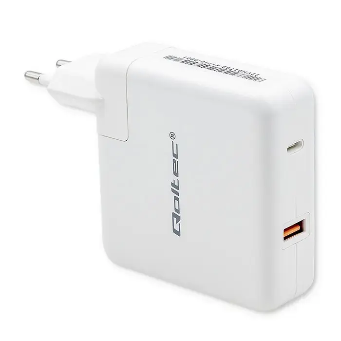 Qoltec GaN FAST tīkla lādētājs | 108W | GaN | USB-C | balts