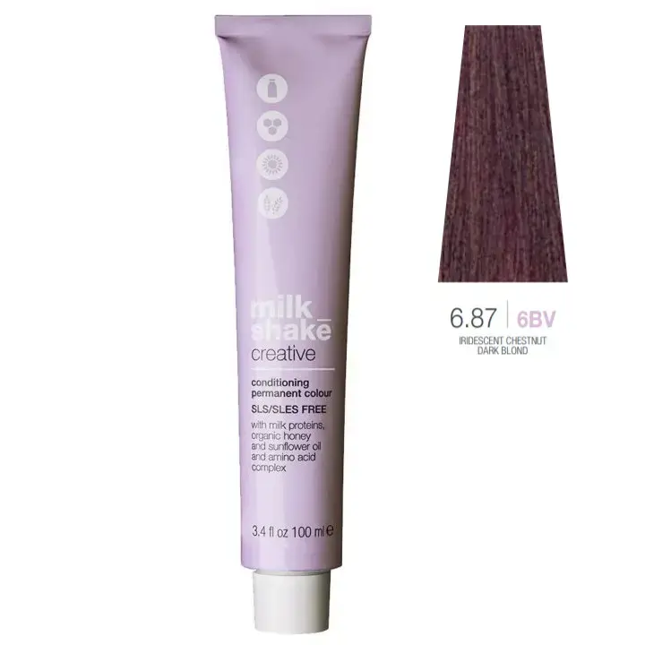 Milk Shake, Creative, SLS/SLES-Free, Permanent Hair Dye, 6.876BV Iridescent Chestnut Dark Blond, 100 ml