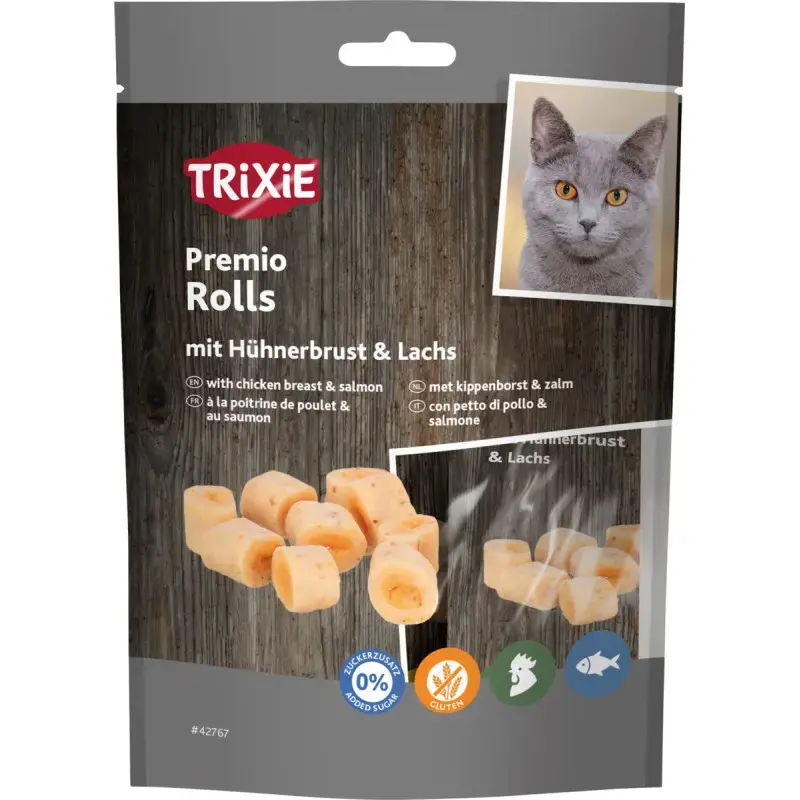 Gardumi kaķiem - Trixie Premio Rolls with Chicken Breast & Salmon, 50 g