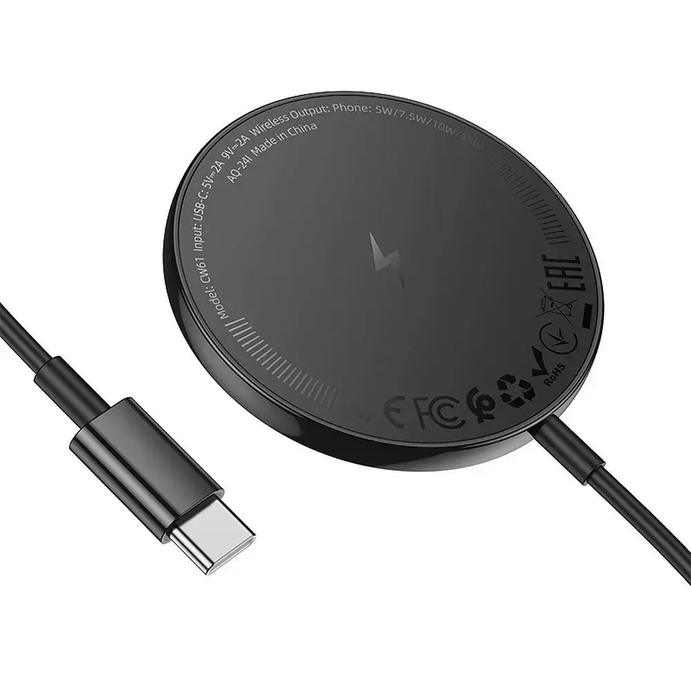 Wireless charger Hoco 2A 15W compatible with MagSafe with digital display CW61 black