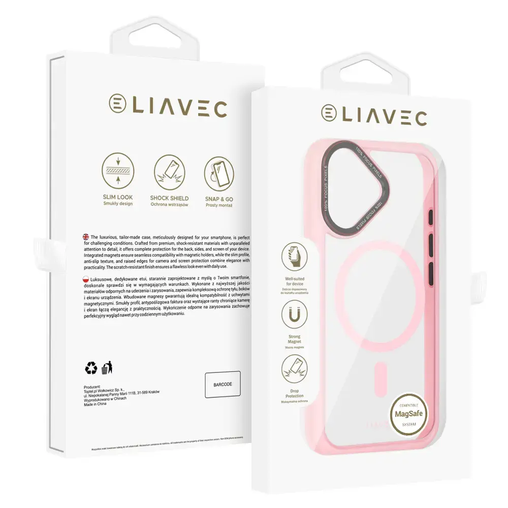 Liavec Hybrid maciņš ar MagSafe atbalstu telefonam iPhone 16 rozā