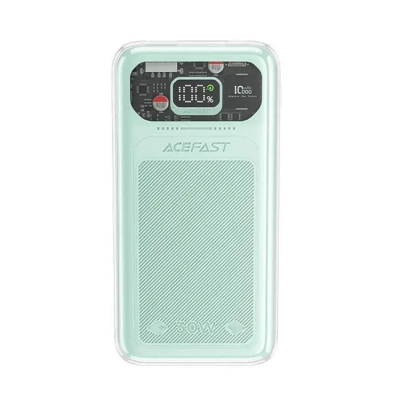 Acefast M1 Sparkling Series external battery (powerbank) | 10000 mAh | 30W | USB-C, USB-A | LED display | green