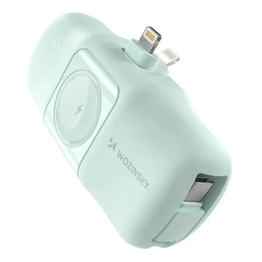 Wozinsky WF16-YLS external battery (powerbank) | 5000 mAh | 15W | Lightning, USB-C, Apple Watch | green