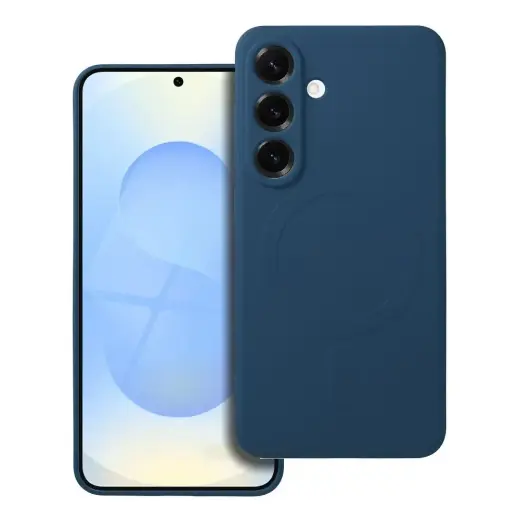 Silicone Mag Cover telefono dėklas su MagSafe palaikymu Samsung Galaxy S25 (S931) mėlynas