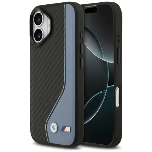 BMW M Carbon Logo phone case with MagSafe support for iPhone 17 blue