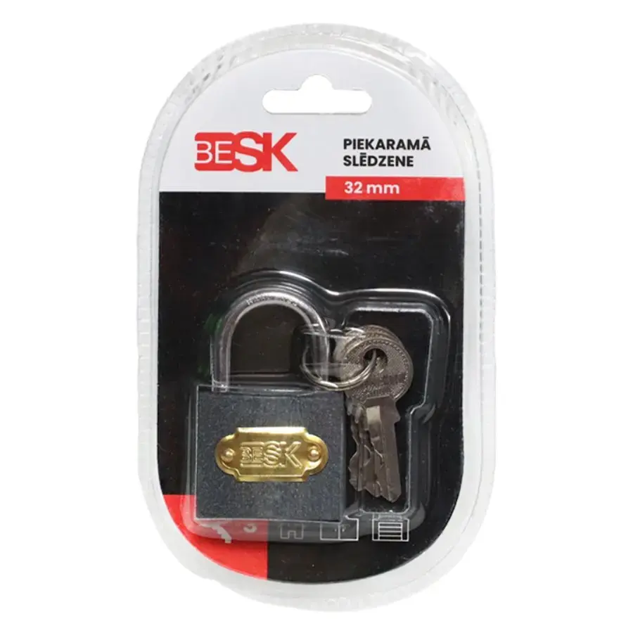 Padlock with 3 keys 32mm, 25AR031-4