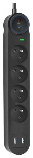 Extension cord 4 sockets + 2 x USB A + USB C Art FU815 3 m black