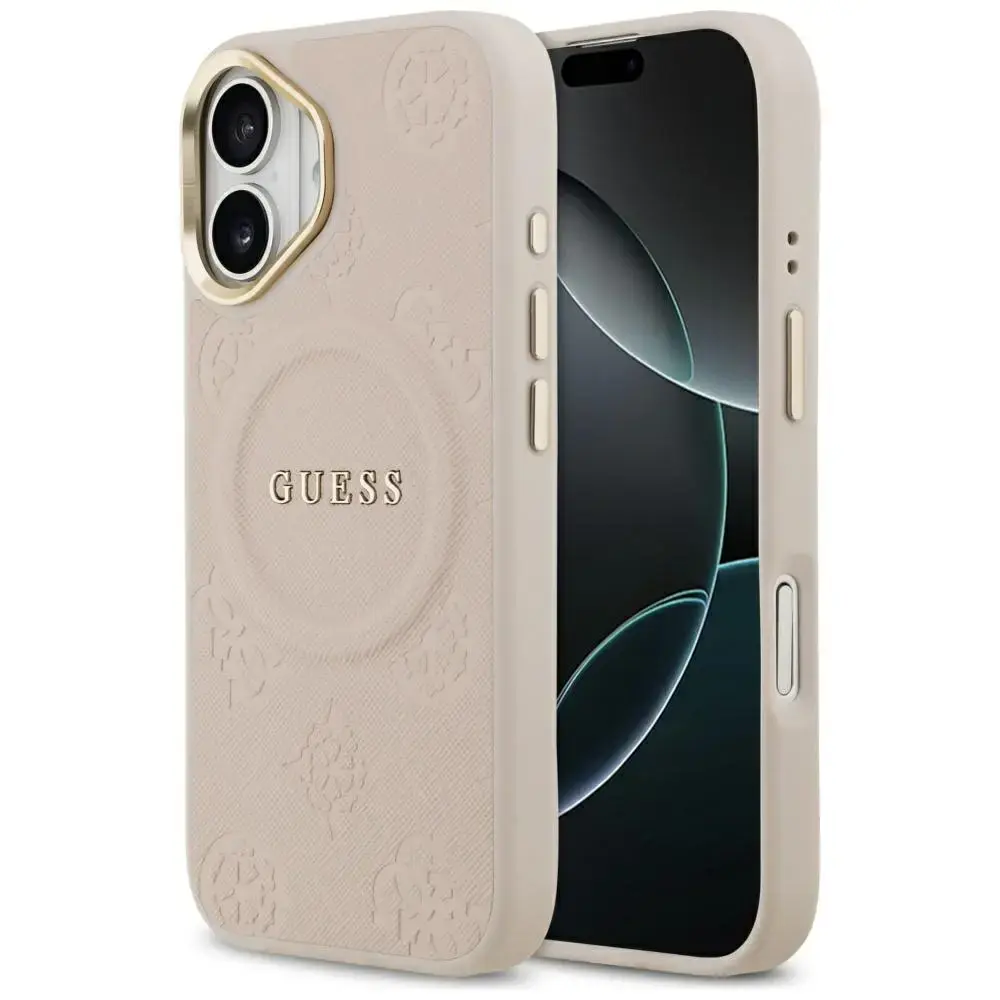 Case Guess Peony Hot Stamp MagSafe for iPhone 17 pink