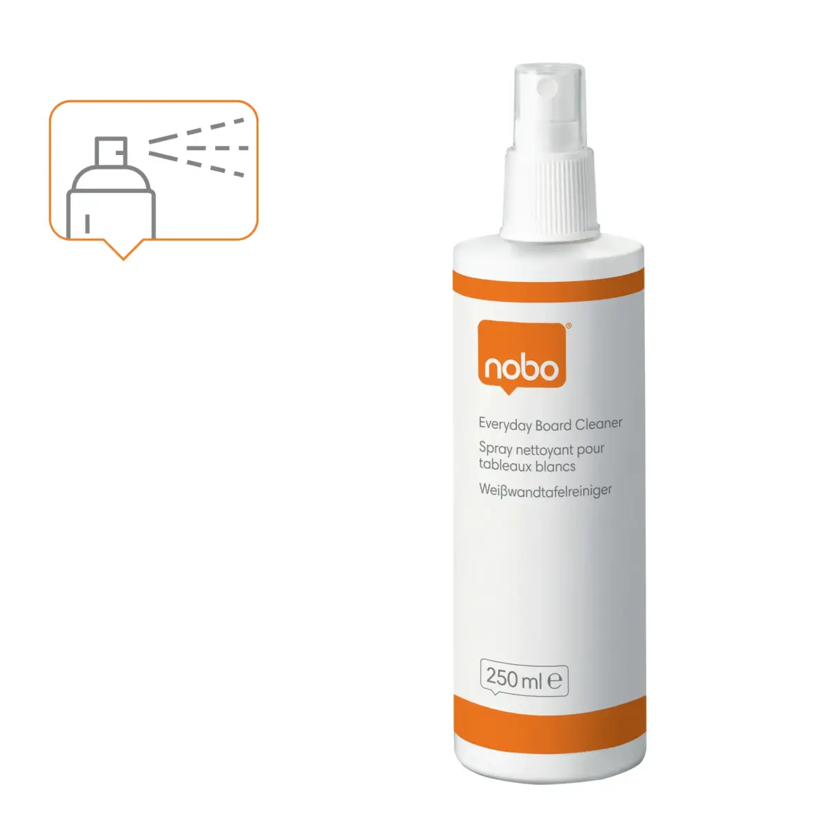 Tīrīšanas šķidrums NOBO EVERYDAY baltajām tāfelēm, izsmidzināms, 250ml