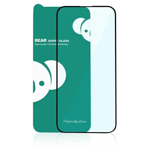 Reals Bear Super Hard aizsargstikls telefonam iPhone 15 Plus melns ar rāmi