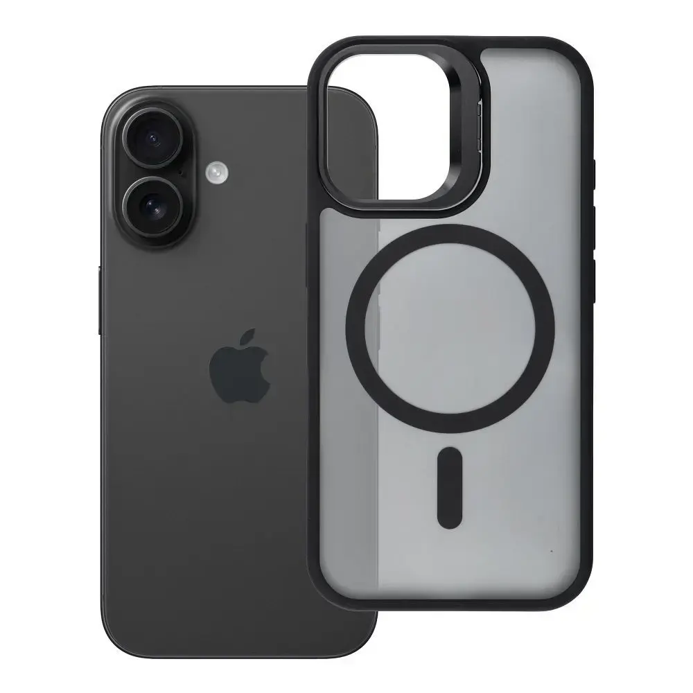 Case for iPhone 16 Forcell F-Protect Shadow Stand Premium compatible with MagSafe black