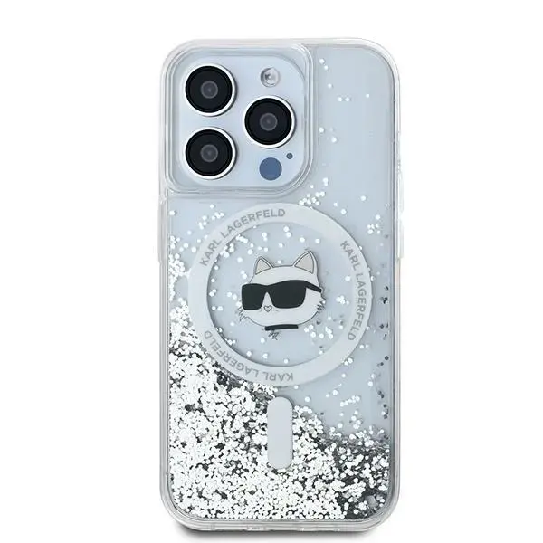 Karl Lagerfeld KLHMP13LLGCHSGH iPhone 13 Pro | 13 6.1" hardcase transparent Liquid Glitter Choupette Head Magsafe