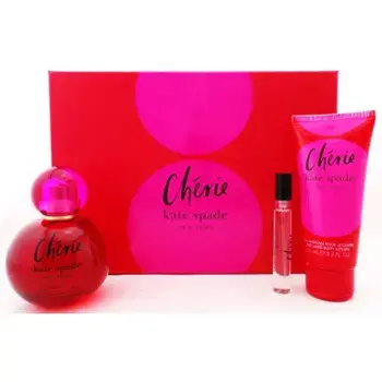"Chérie Gift Set EDP 100 ml, EDP mini 7.5 ml, and body lotion 100 ml."