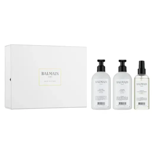 Set Balmain: Volume, Hair Shampoo, Hydrating, 300 ml + Volume, Hair Conditioner, Moisturizing, 300 ml + Volume, Hair Spray Treatment, Conditioning, 200 ml + Balmain, Scalp Brush