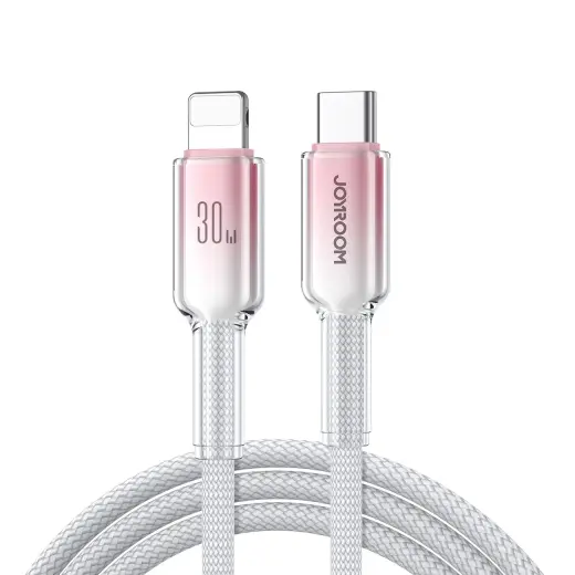 Joyroom S-A42 Crystal-Clear Series datu pārraides un uzlādes vads | USB-C uz Lightning | 30W | 1.2m | balts