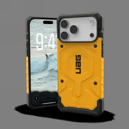 UAG Pathfinder phone book case with MagSafe support for Apple iPhone 17 Pro Max yellow