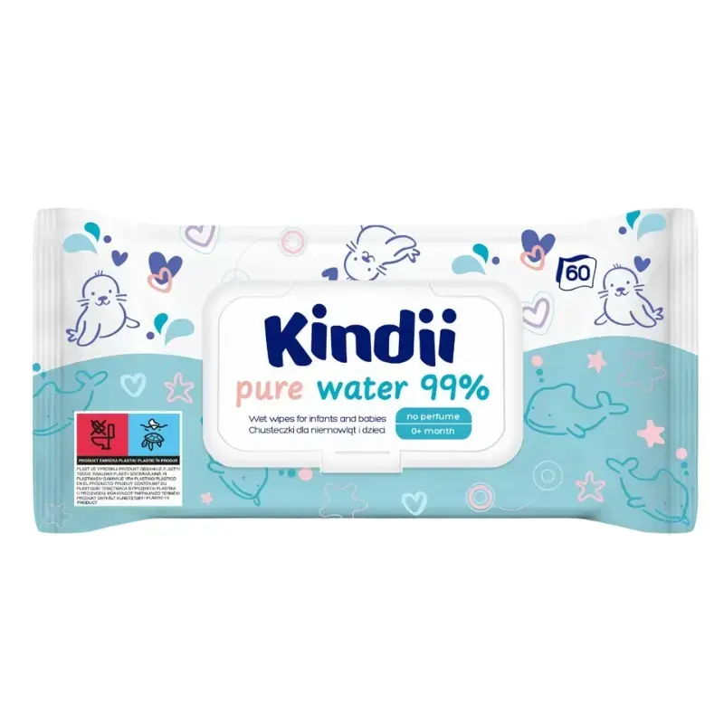 Kindii Pure Water 99% beebisalvrätikud 60 tk.