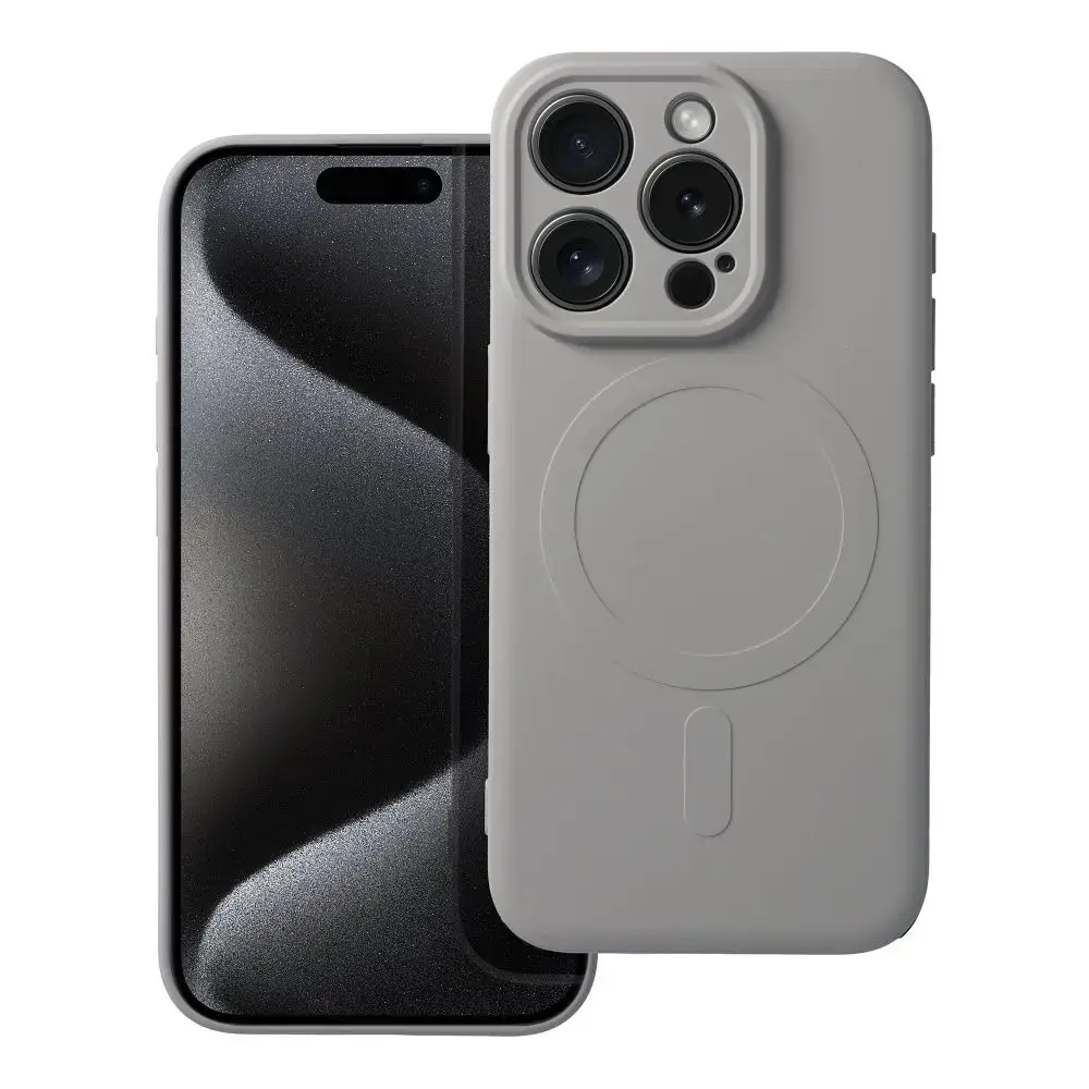 SILICONE MAG COVER maciņš ar MagSafe atbalstu telefonam iPhone 15 Pro pelēks