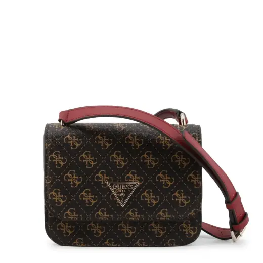 Guess, Noelle, 4G Logo, Textile Crossbody Bag, Brown, hwql78 79780, 18.5 x 14.5 x 7 cm, For Women