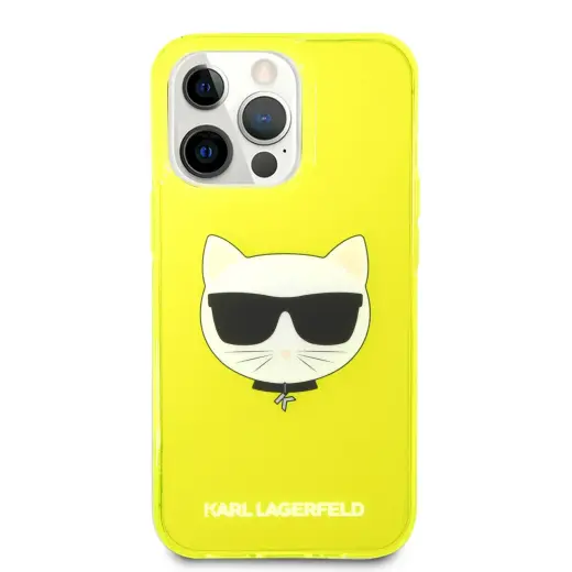KLHCP13XCHTRY Karl Lagerfeld TPU Choupette Head Case for iPhone 13 Pro Max Fluo Yellow
