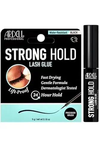 Ardell Strong Hold Lash Glue, Black - Professional Waterproof Lash Adhesive for Strip Lashes with Precision Brush, Fast-Drying 24-Hour Lift-Proof Form