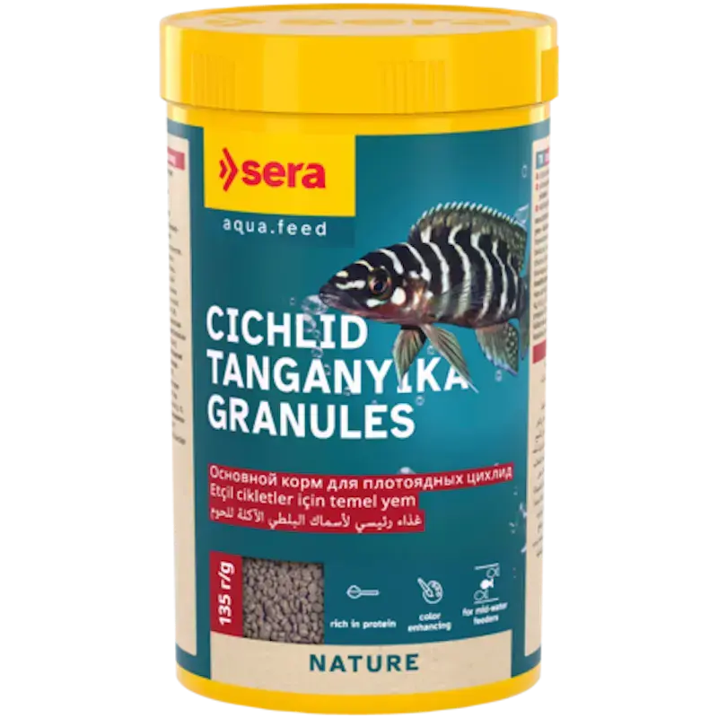 Grimstoša granulēta barība gaļēdāju cihlīdām - Sera Granured, 250ml (135g)