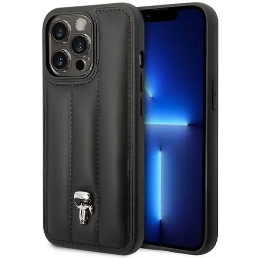 Karl Lagerfeld Quilted Puffy Ikonik Logo Case for iPhone 14 Pro Max Black