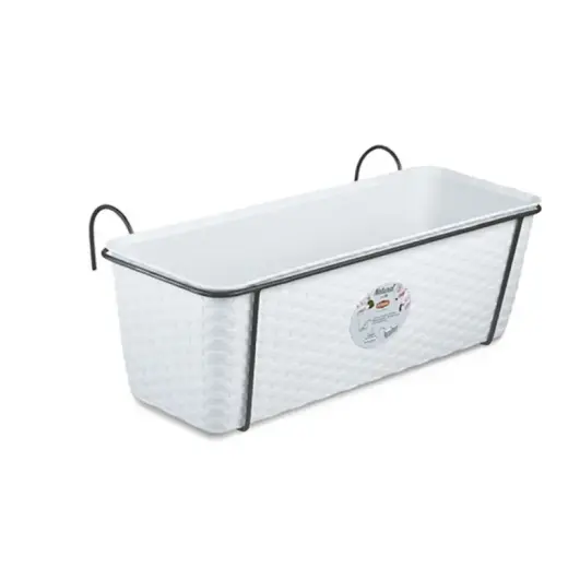 Lillekast rõdudele metallist hoidikuga Looduslik 50x18x16cm valge