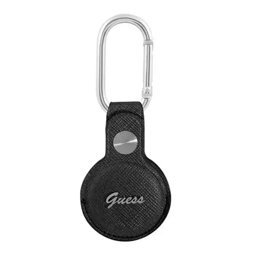 GUATPSASRSK Guess PU Saffiano Script Dog Clip AirTag Case Black