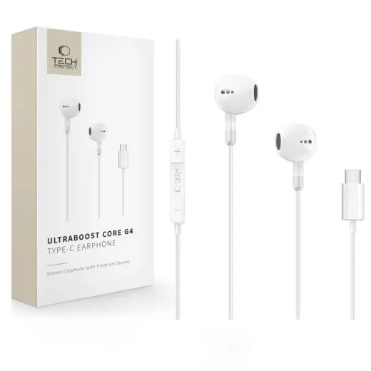 TECH-PROTECT ULTRABOOST TYPE-C EARPHONE CORE G4 WHITE