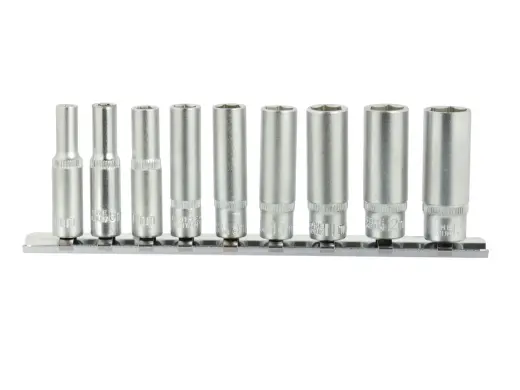 6-point Deep Socket Set 5-13 mm 1/4" Drive 9pcs CrV