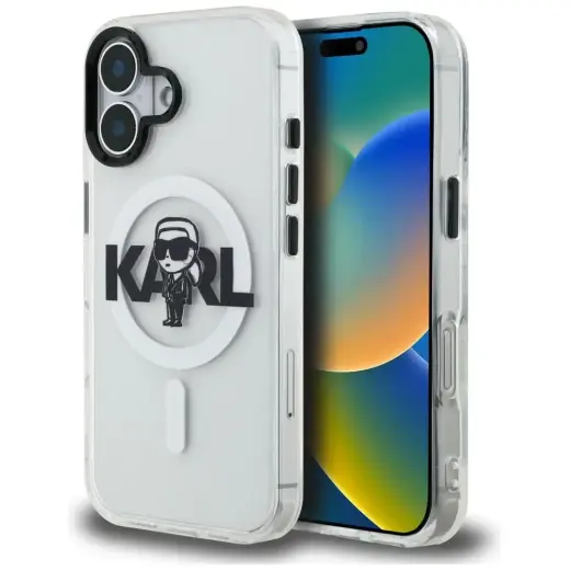 Karl Lagerfeld IML Karl Sketch Logo чехол с поддержкой MagSafe для телефона iPhone 16 прозрачный