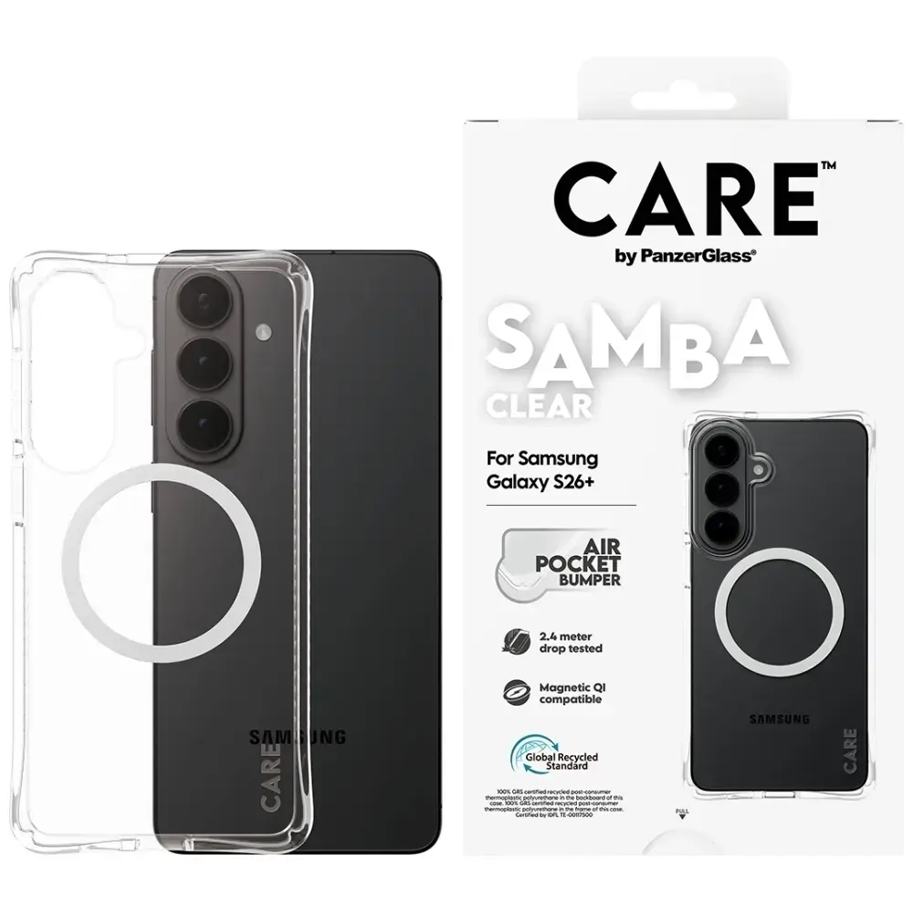 CARE by PanzerGlass Samba Transparent Qi maciņš telefonam Samsung Galaxy S26+ (S947) caurspīdīgs