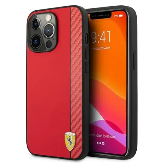 Ferrari FESAXHCP13LRE iPhone 13 Pro|13 6,1" czerwony|red hardcase On Track Carbon Stripe