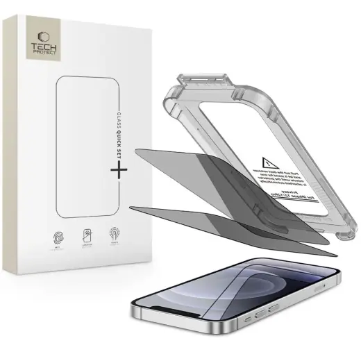 SZKŁO PRYWATYZUJĄCE TECH-PROTECT QUICK SET SPY+ 2-PACK IPHONE 12 / 12 PRO PRIVACY