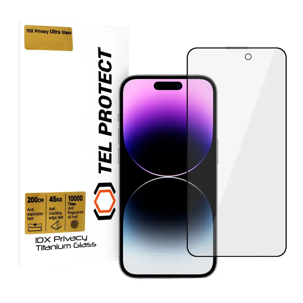 Tempered glass Tel Protect 10X Privacy Titanium for Iphone 14 Pro (envelope)