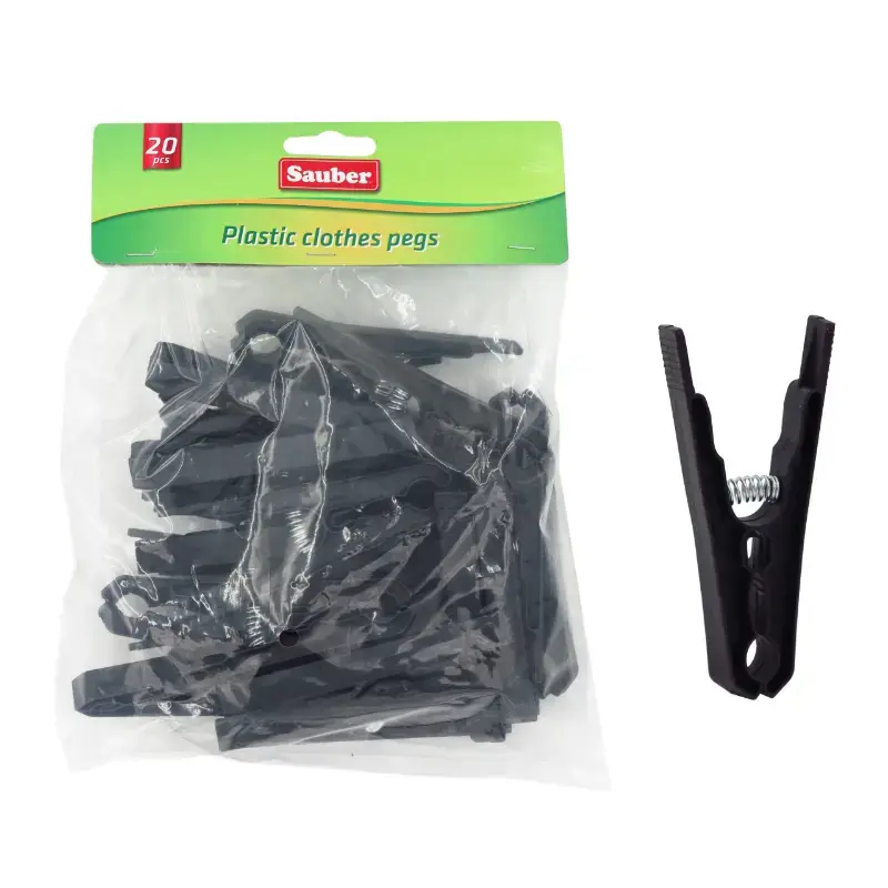 Plastic laundry hooks 20pcs black