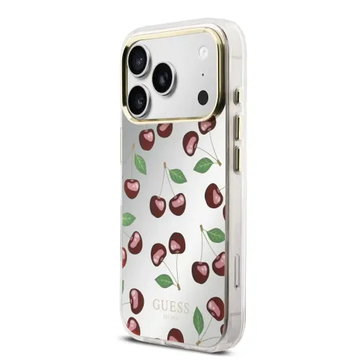 Guess TPU Glitter sarkans maciņš ar MagSafe atbalstu telefonam iPhone 17 Pro ķiršu