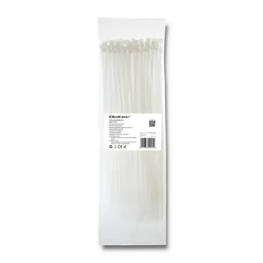 Qoltec Self-locking cable tie | 3.6*300mm | 100 pcs. | Nylon66 | UV | White
