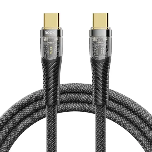 Rock Z21 Transparency Series data transfer and charging cable | USB-C to USB-C | 100W | 1.2m | black