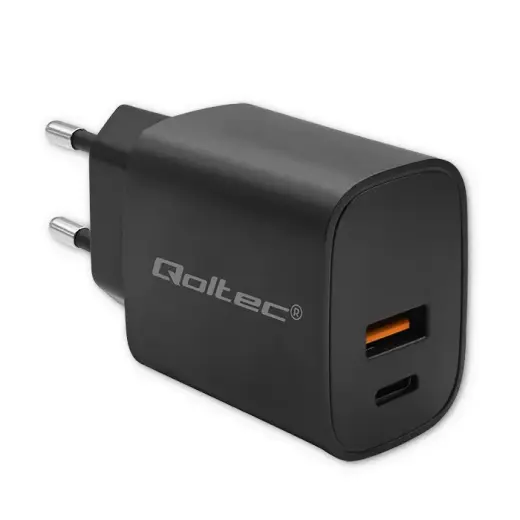 Qoltec GaN POWER PRO travel charger | 30W | GaN | USB-C, USB-A