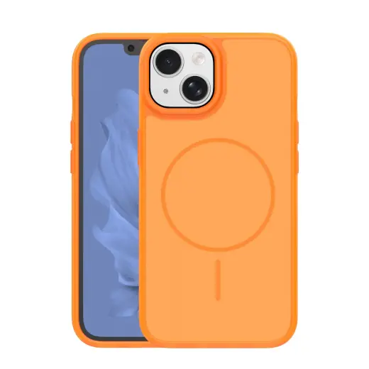 Frame Thin Mag phone case with MagSafe support for iPhone 15 orange