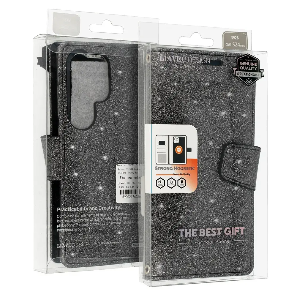 Glitter Magsafe Book Case for Samsung Galaxy S22 black