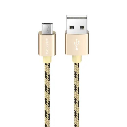 Borofone BX24 andmeedastus- ja laadimiskaabel | USB-A kuni Micro USB | 12W | 1m | kuldne