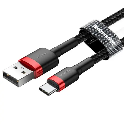 Baseus Cafule Series andmeedastus- ja laadimiskaabel | USB-A kuni USB-C | QC 3.0 | 2m | punane, must (Kahjustatud pakend)