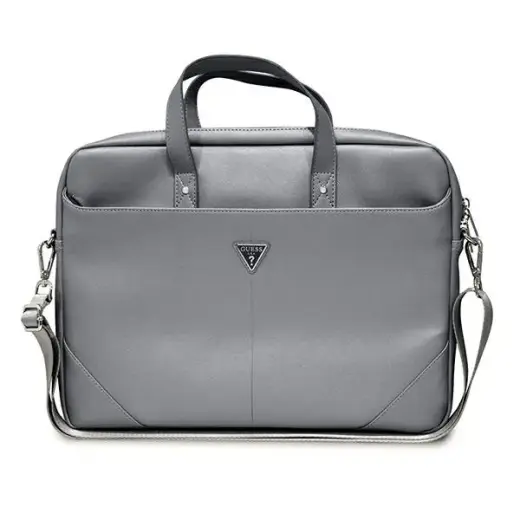 Guess Bag GUCB15PSATLG 16" silver Saffiano Triangle Logo