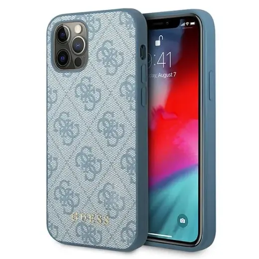 Guess GUHCP12MG4GFBL iPhone 12 | 12 Pro 6,1" niebieski|blue hard case 4G Metal Gold Logo